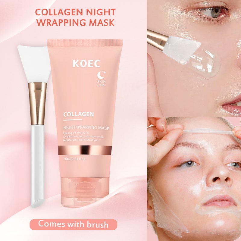 Koec Collagen Tear Mask With Brush Transparent Hydrating Moisturizing Moisturizing Night Mask - Image 1